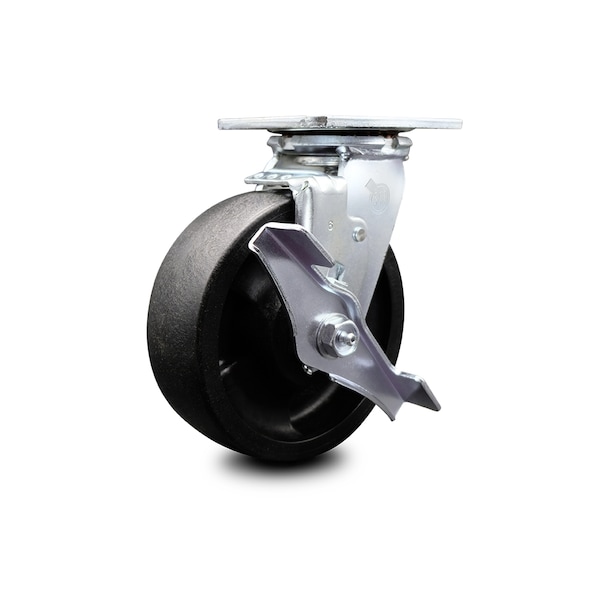 6 Inch Glass Filled Nylon Swivel Caster with Roller Bearing and Brake SCC